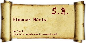 Simonek Mária névjegykártya